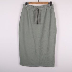 ZARA Sage Green Midi Slit Cotton Blend Skirt